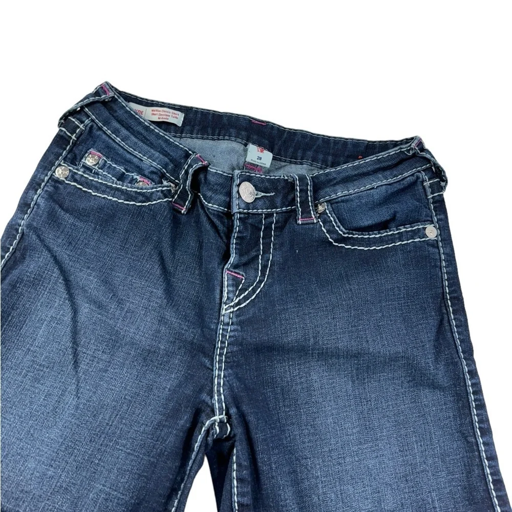 True Religion 28 Jayde mid rise Raw Hem Denim Jean Shorts